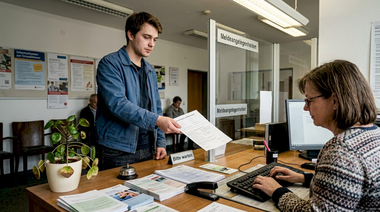 Студент подает заявление на регистрацию по месту жительства в городскую администрацию.