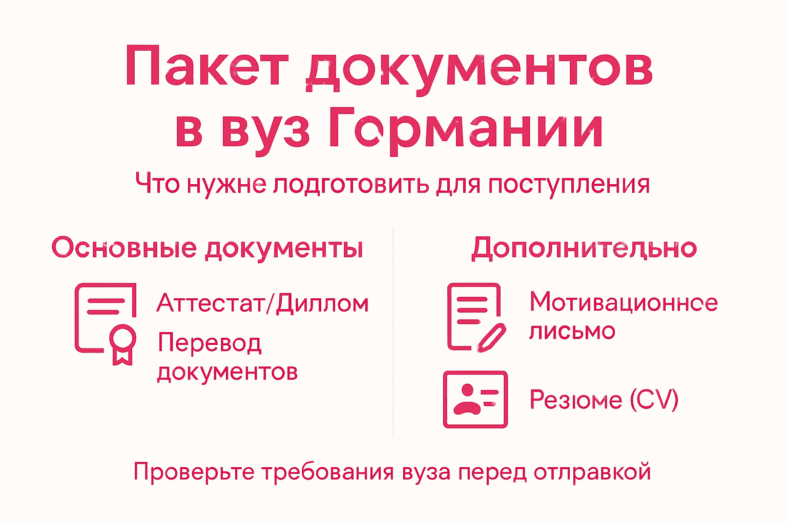 Инфографика: какие документы нужны для поступления в немецкий вуз