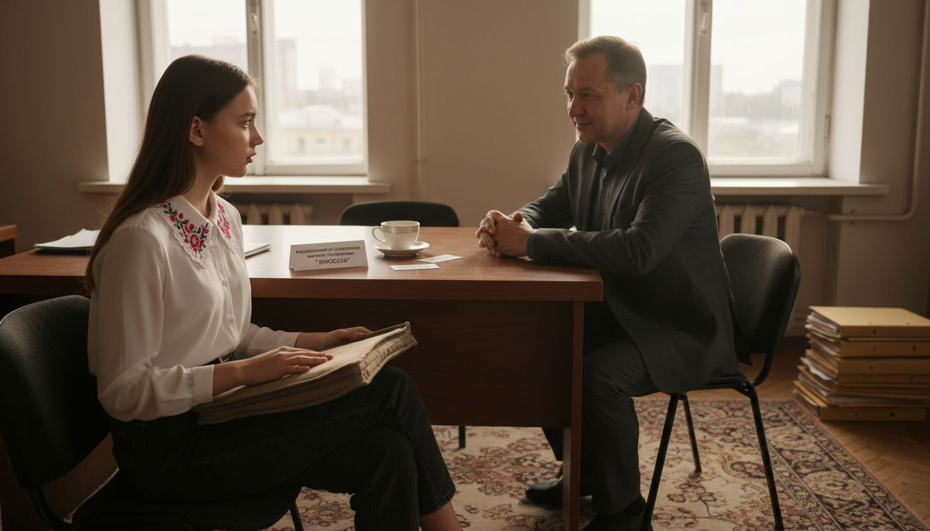 Студент проходит собеседование для получения частной стипендии