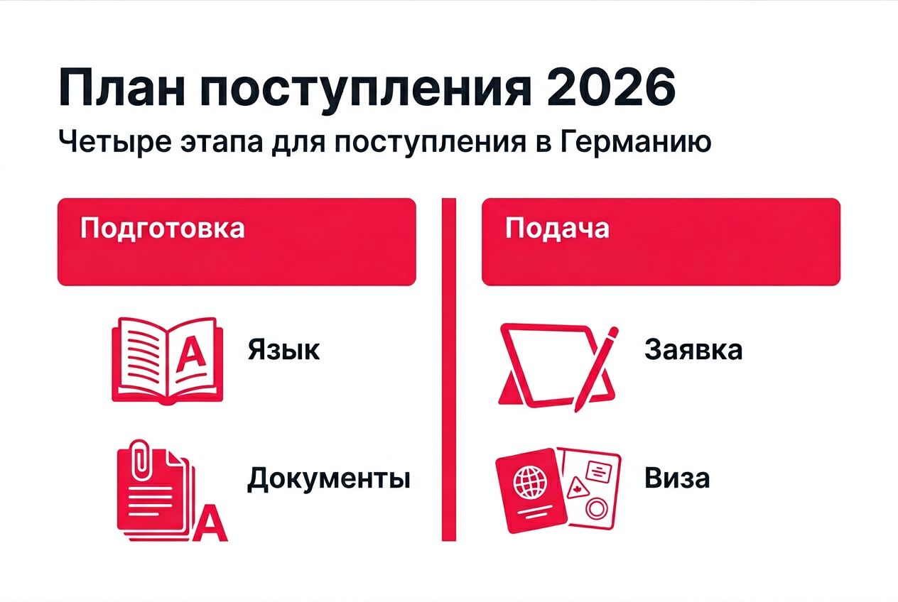Инфографика: как поступить в немецкий вуз — пошаговая инструкция