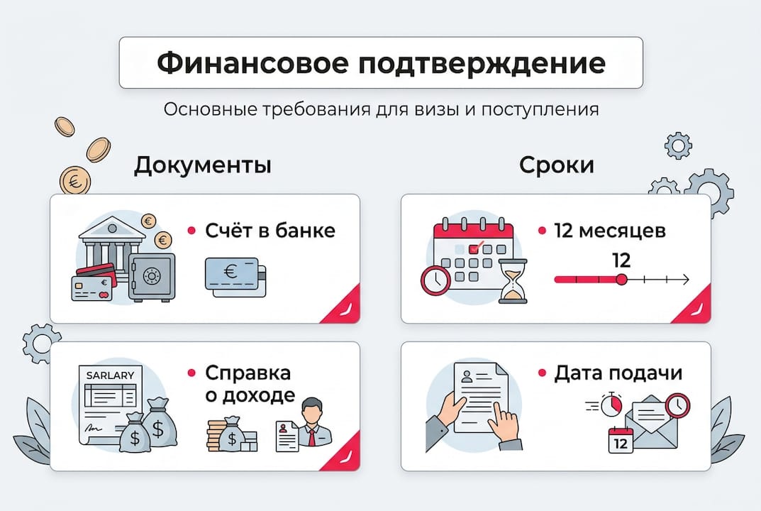 Инфографика: основные требования к подтверждению финансовой состоятельности