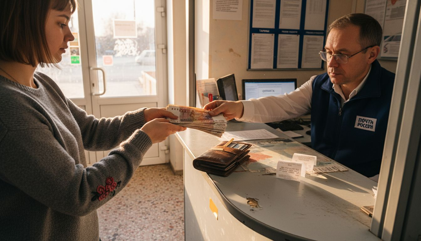 Студент оплачивает обучение в вузе через отделение почты.