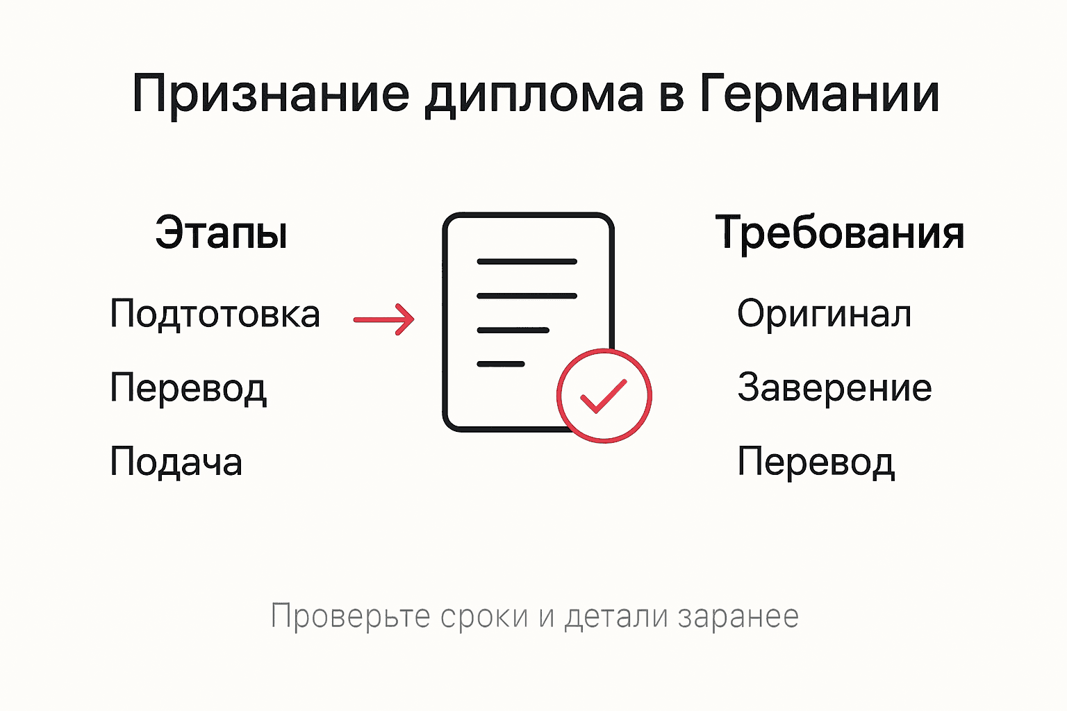 Infographic showing diploma recognition steps and requirements