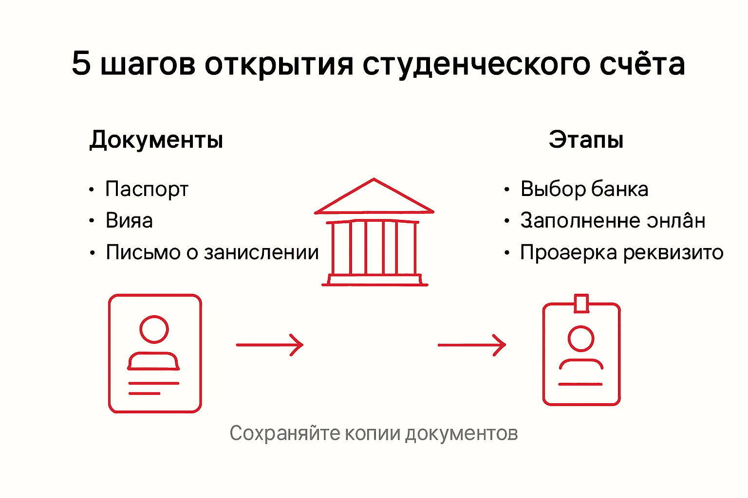 Инфографика: 5 простых шагов для открытия студенческого счета в Германии