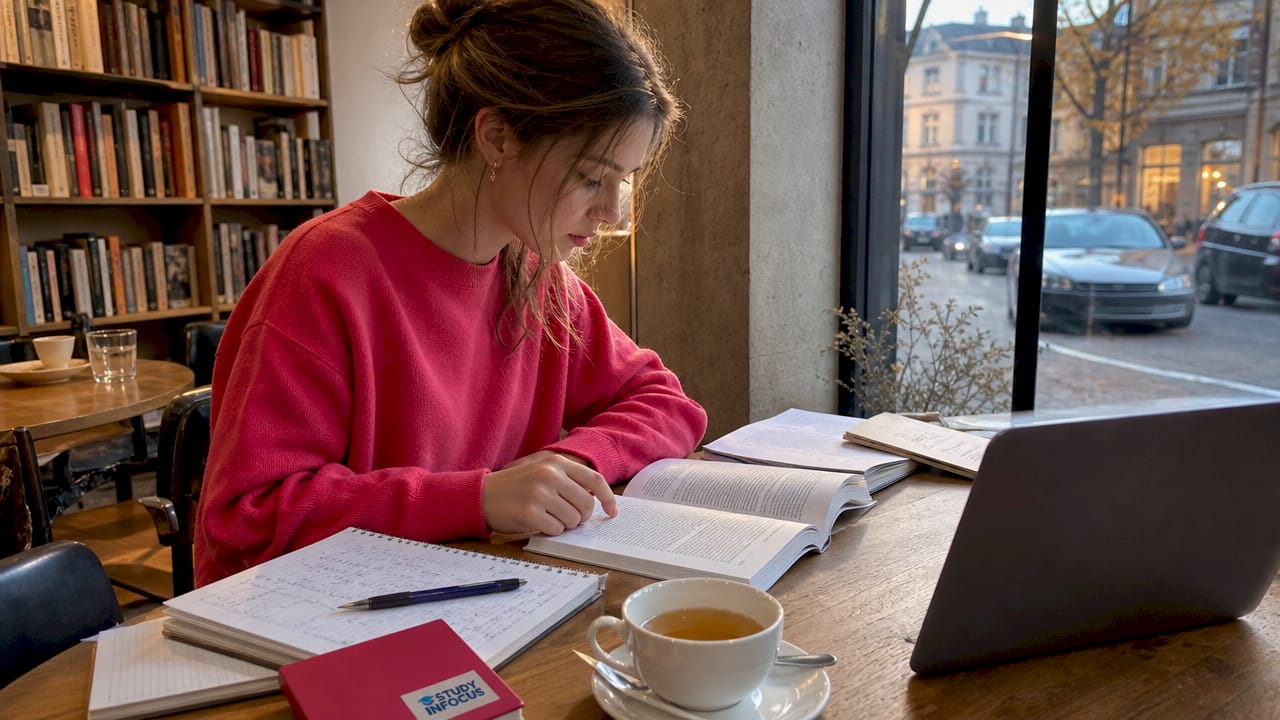 Студент проходит обучение в немецком Studienkolleg, готовясь к поступлению в университет.