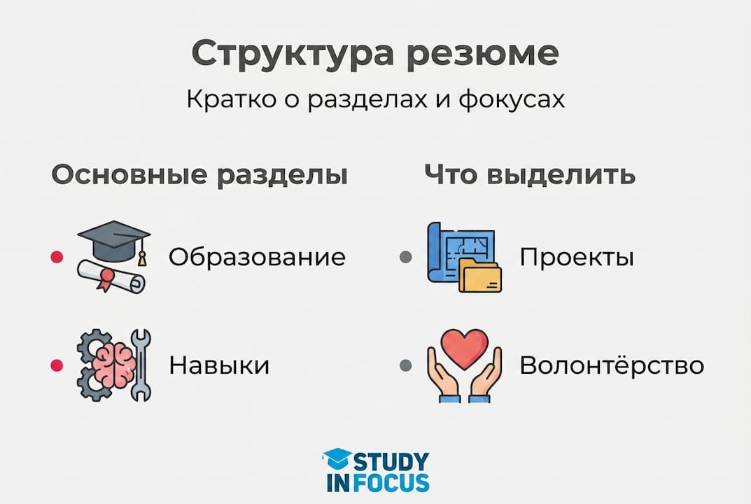 Инфографика: как правильно оформить резюме для поступления