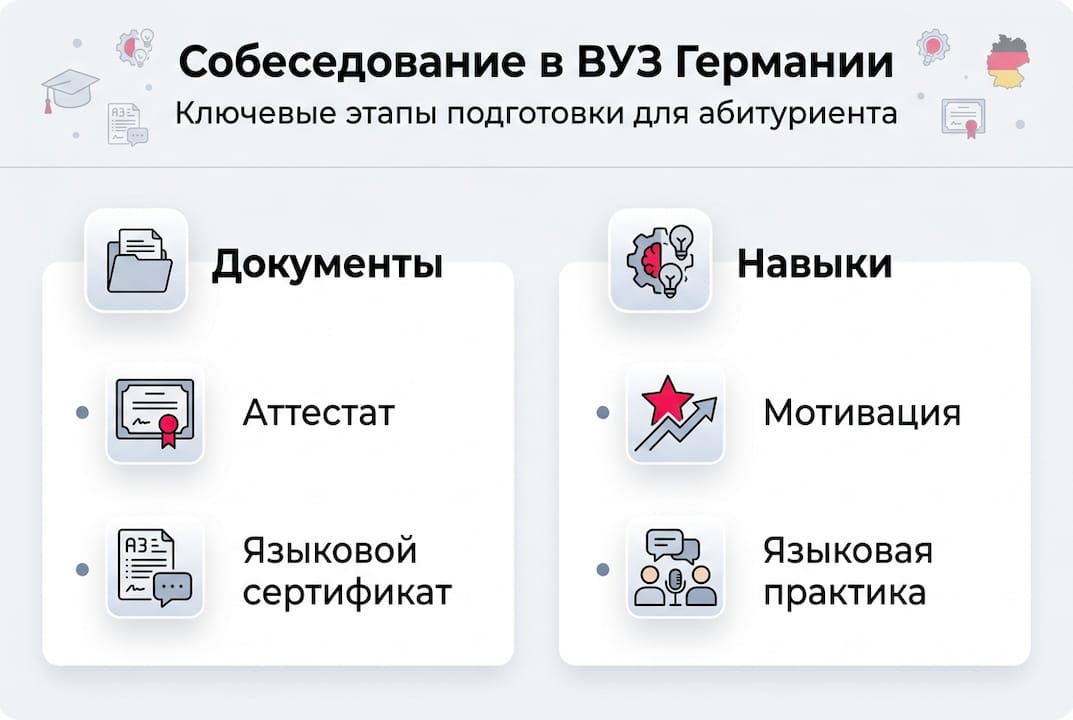 Инфографика: основные этапы собеседования при поступлении в университет