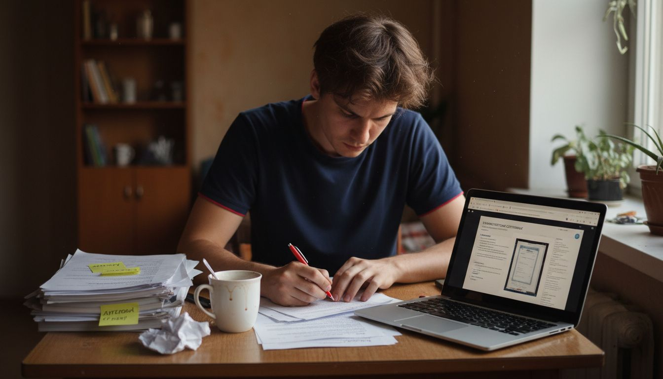 Студент внимательно проверяет правильность перевода своих академических документов