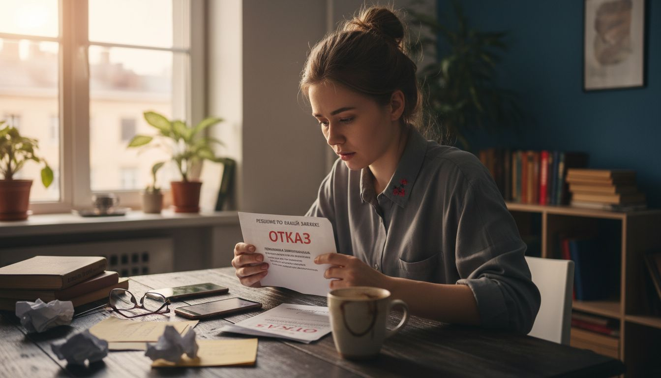 Женщина переживает из-за того, что ей отказали в приёме.
