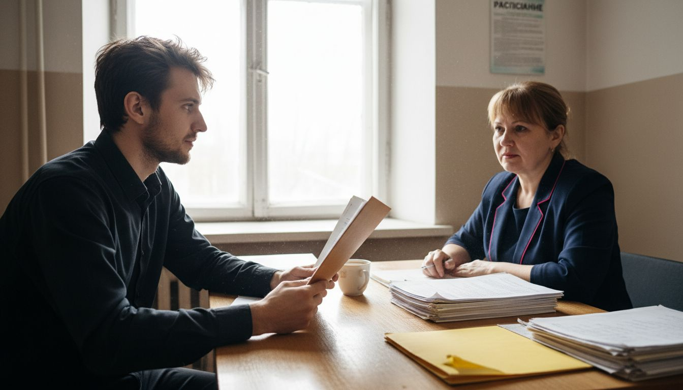 Студент пришёл в деканат узнать нужную информацию.