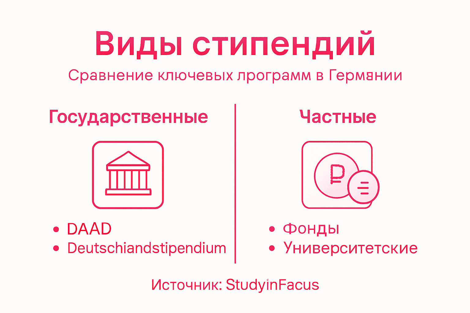 Инфографика: сравнение основных видов стипендий в Германии