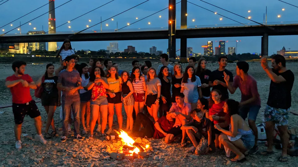 Campfire on the Rhine meadows