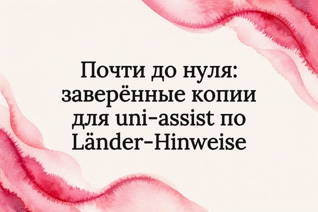 Почти до нуля: заверённые копии для uni‑assist по Länder‑Hinweise